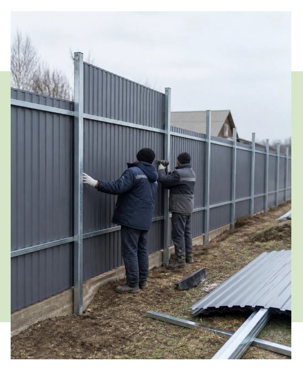 Монтаж забора из профнастила для дачи под ключ в Фрязине